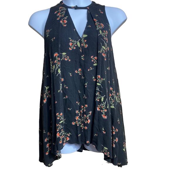 FREE PEOPLE snap out of it black floral sleeveless mini dress with pockets - XS - Picture 14 of 15